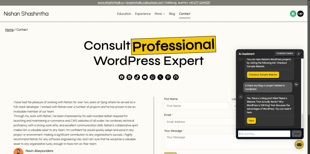 GitHub AI Chat Widget for WordPress 1 Contact Nishan Shashintha 04 16 2026 08 10 PM